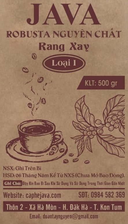 Cà phê rang xay Robusta Java - Loại 1 - 500 gram